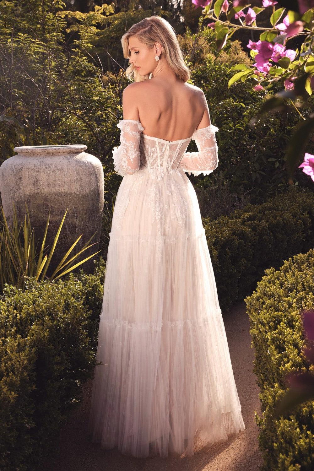 Off Shoulder Bohemian Wedding Gown - The Dress Outlet