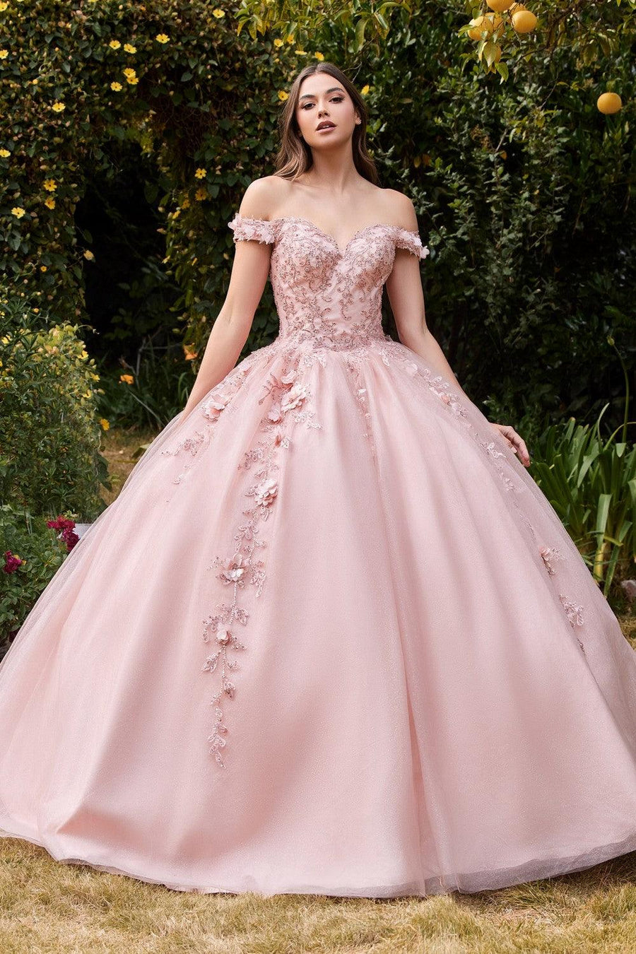 Off Shoulder Embellished Long Prom Gown - The Dress Outlet