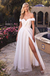 Off Shoulder Glitter Ballgown Wedding Dress - The Dress Outlet