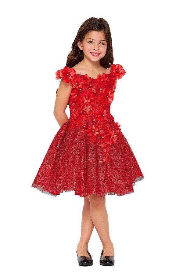 Off Shoulder Knee Length Flower Girls Dress - The Dress Outlet