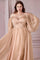 Off Shoulder Long  A Line Formal Prom Dress Champagne