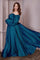 Off Shoulder Long  A Line Formal Prom Dress Peacock