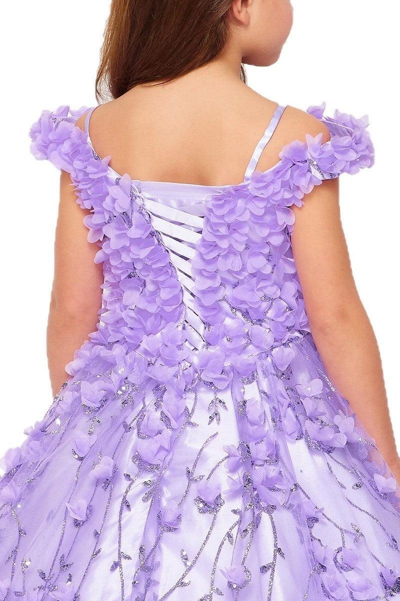 Off Shoulder Long Flower Girls Dress - The Dress Outlet