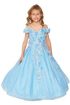 Off Shoulder Long Glower Girls Dress - The Dress Outlet