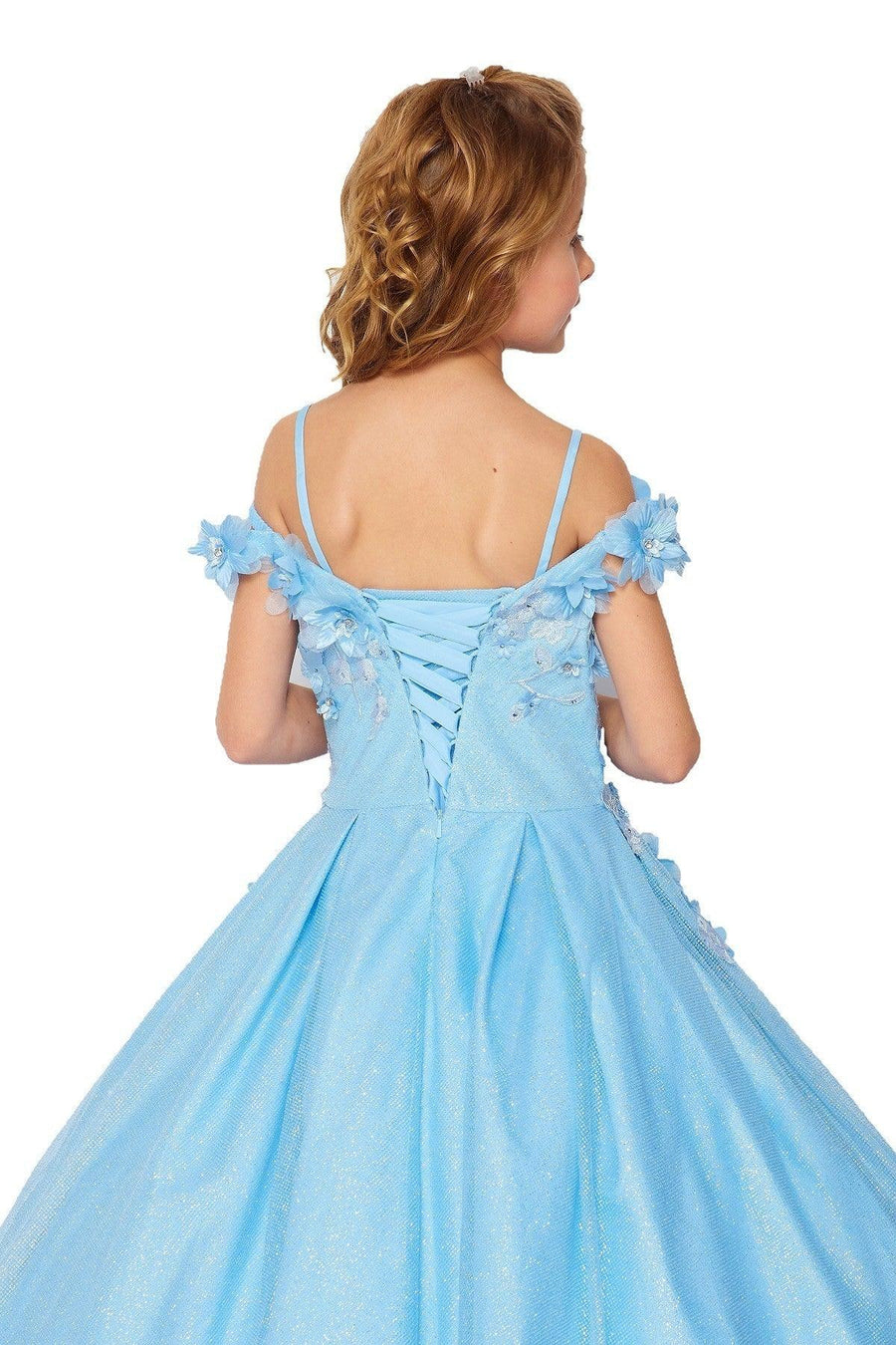 Off Shoulder Long Glower Girls Dress - The Dress Outlet