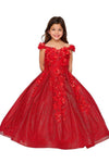 Off Shoulder Long Glower Girls Dress - The Dress Outlet