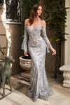 Off Shoulder Long Mermaid Prom Dress - The Dress Outlet