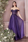 Off Shoulder Long Prom A Line Gown - The Dress Outlet