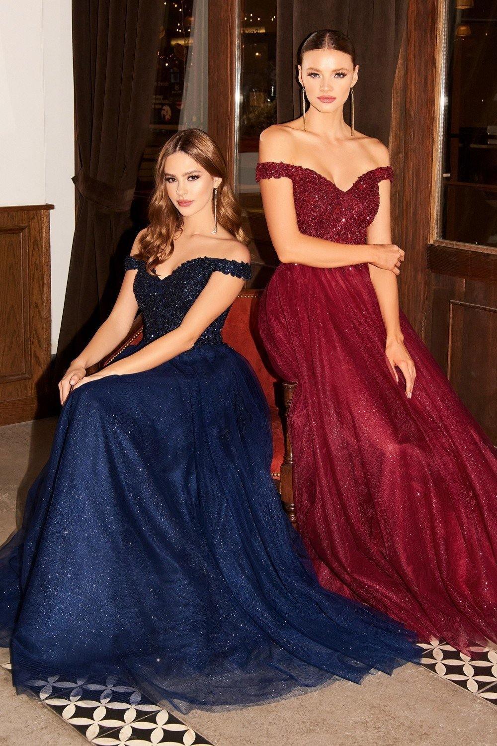 Off Shoulder Long Prom Dress - The Dress Outlet