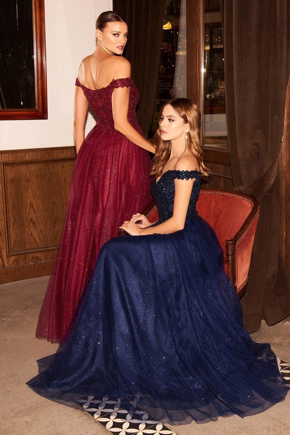 Off Shoulder Long Prom Dress - The Dress Outlet