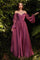 Off Shoulder Long Sleeve Formal Prom Dress Rouge