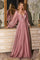 Off Shoulder Long Sleeve Formal Prom Dress Petal Blush