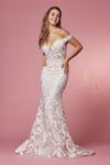 Off Shoulder Long Wedding Dress - The Dress Outlet