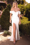 Off Shoulder Rosette Wedding Gown - The Dress Outlet