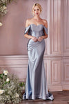 Off Shoulder Sexy Long Formal Prom Dress Dusty Blue