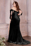 Off Shoulder Sexy Long Slit Prom Dress Black