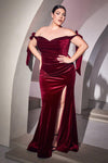 Off Shoulder Sexy Long Slit Prom Dress Burgundy