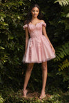 Off Shoulder Short Tulle Prom Dress - The Dress Outlet