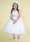 One Shoulder Beaded Flower Girl Dress - The Dress Outlet