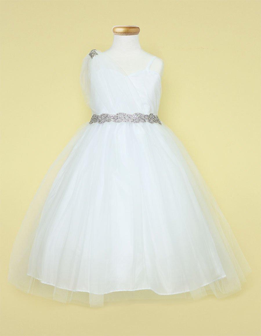 One Shoulder Beaded Flower Girl Dress - The Dress Outlet