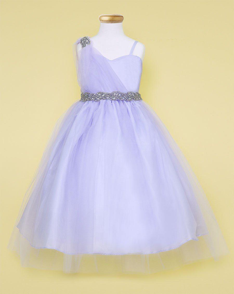 One Shoulder Beaded Flower Girl Dress - The Dress Outlet