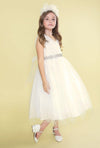 One Shoulder Beaded Flower Girl Dress - The Dress Outlet