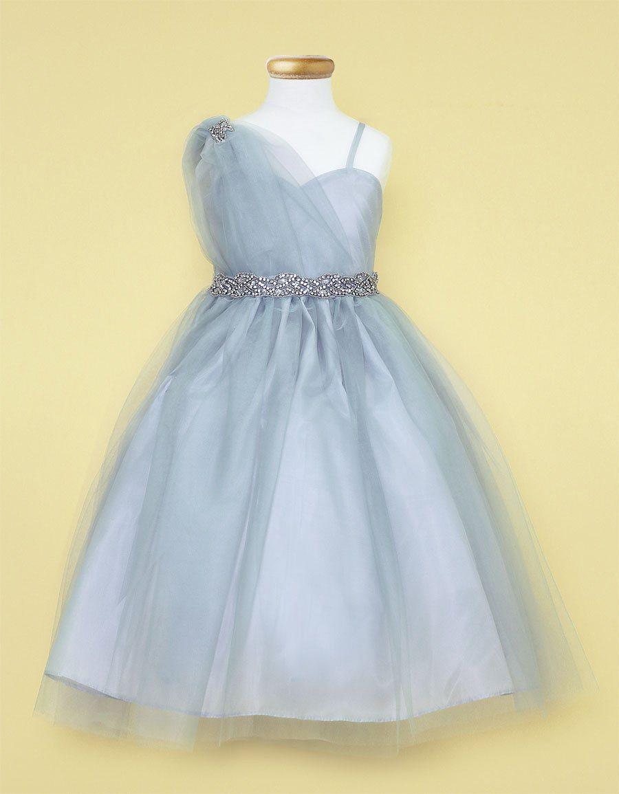 One Shoulder Beaded Flower Girl Dress - The Dress Outlet