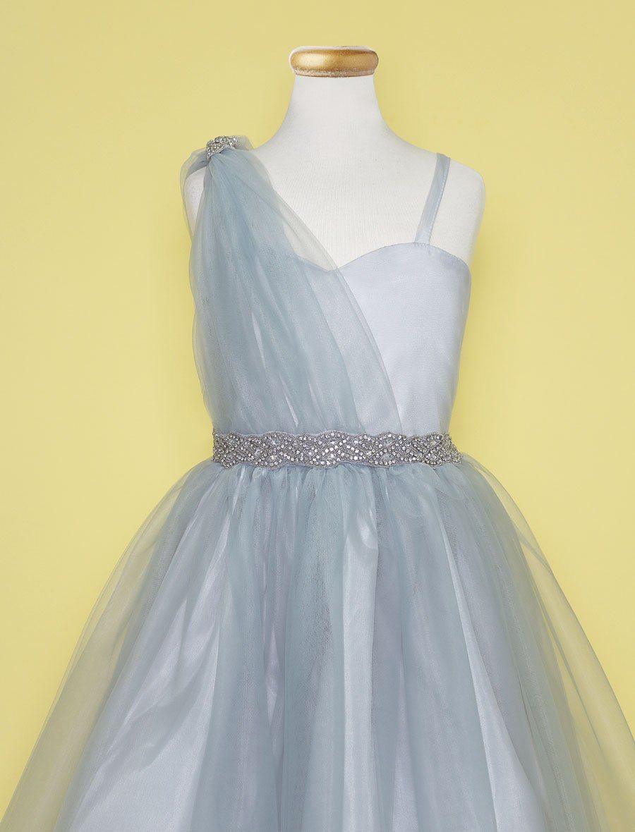 One Shoulder Beaded Flower Girl Dress - The Dress Outlet