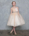 One Shoulder Beaded Flower Girl Dress - The Dress Outlet