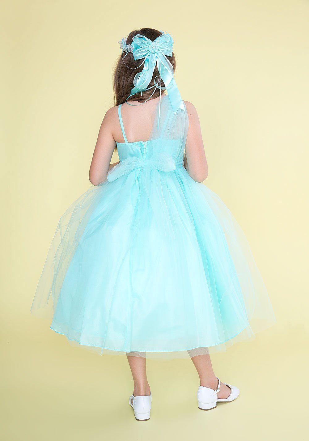 One Shoulder Beaded Flower Girl Dress - The Dress Outlet