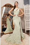 One Shoulder Long Fitted Lace Prom Gown - The Dress Outlet