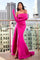 One Shoulder Long Formal Prom Dress Fuchsia