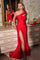 One Shoulder Long Formal Prom Dress Red