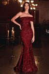 One Shoulder Long Mermaid Prom Dress Burgundy