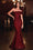 One Shoulder Long Mermaid Prom Dress Burgundy