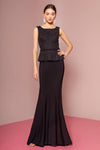 Peplum Jersey Floor Length Formal Dress Sales - The Dress Outlet