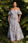 Plus Size Off Shoulder Long Prom Dress Violet