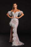 Portia And Scarlett Long Feathered Prom Dress PS21127 - The Dress Outlet