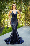 Portia And Scarlett Sexy Long Fitted Prom Dress Navy