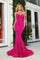 21208 Strapless Long Prom Dress Hot Pink