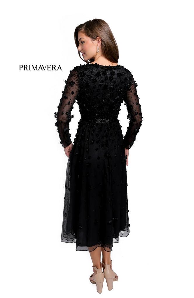 Primavera Couture Long Sleeve Tea Length Dress 11072 - The Dress Outlet