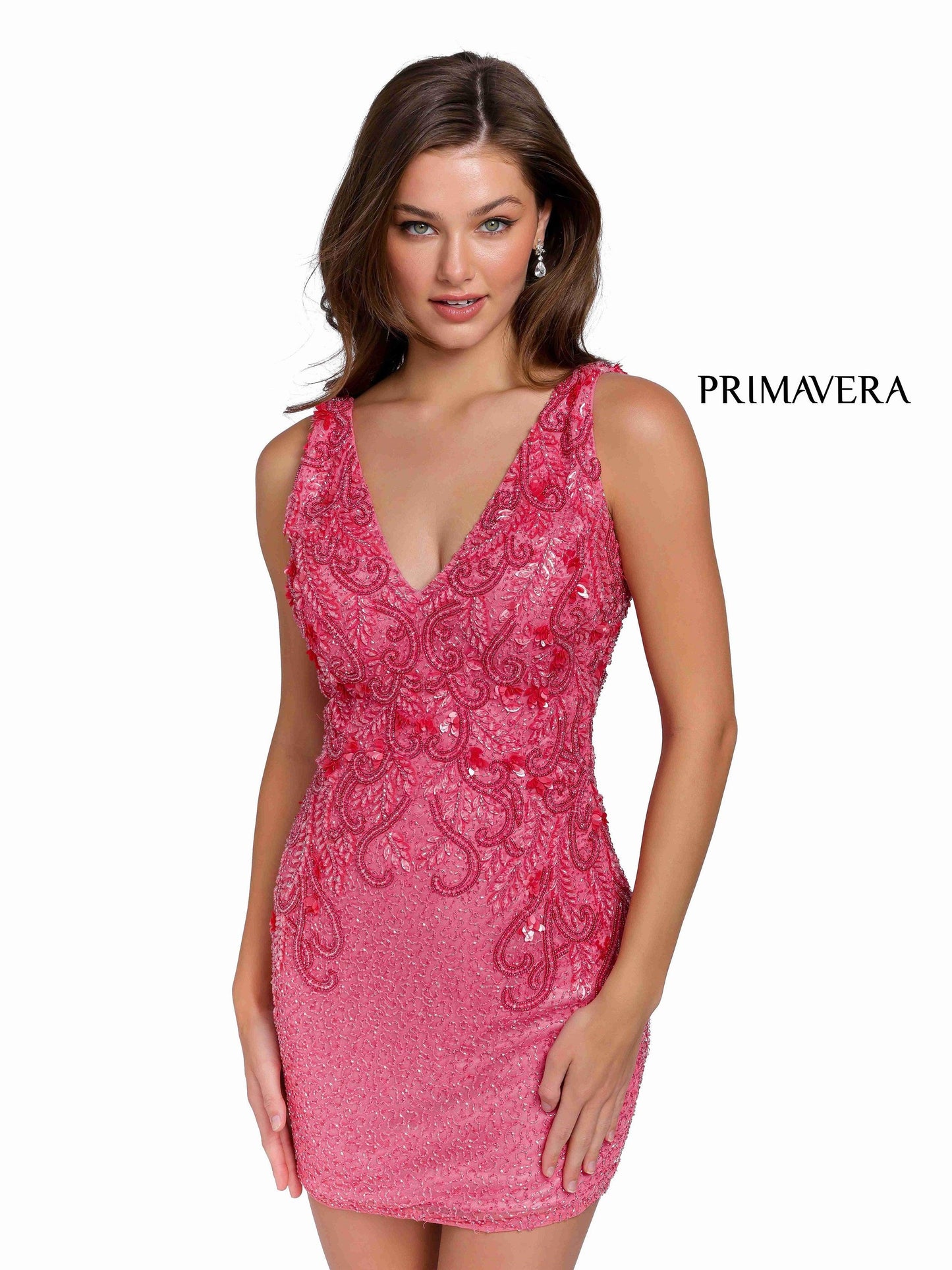 Primavera Couture Prom Short Fitted Dress 3807 - The Dress Outlet