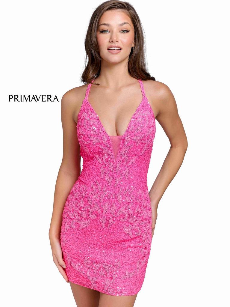 Primavera Couture Prom Short Fitted Dress 3823 - The Dress Outlet