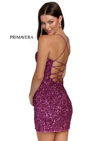 Primavera Couture 3891 Size 12, 14 Purple Short Fitted Sequin
