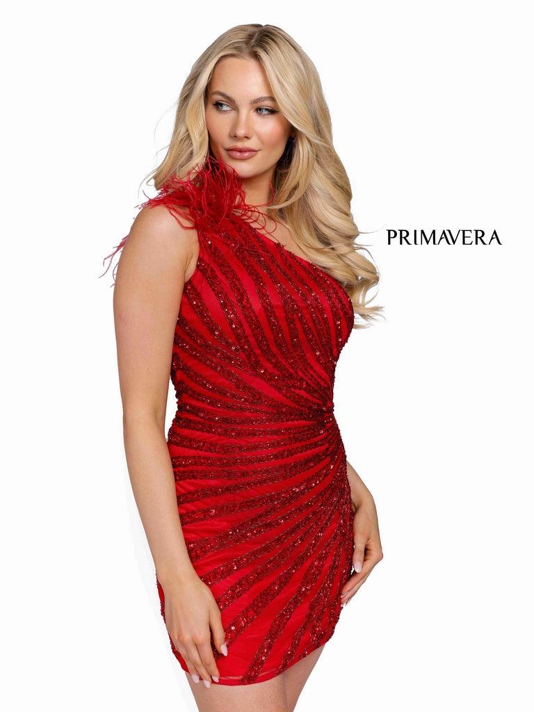 Primavera Couture Short One Shoulder Prom Dress 3834 - The Dress Outlet