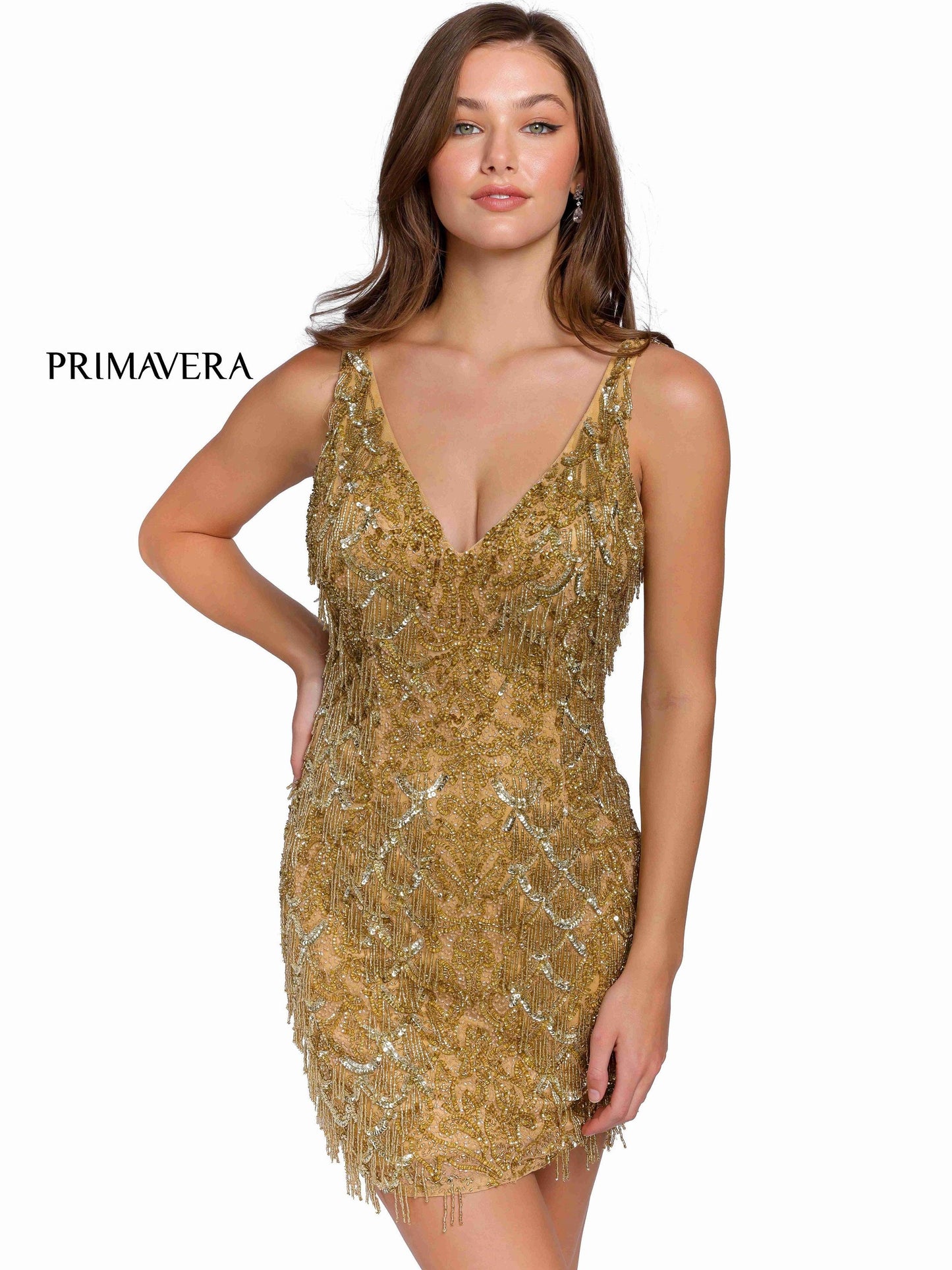 Primavera Couture Short Sleeveless Prom Dress 3818 - The Dress Outlet