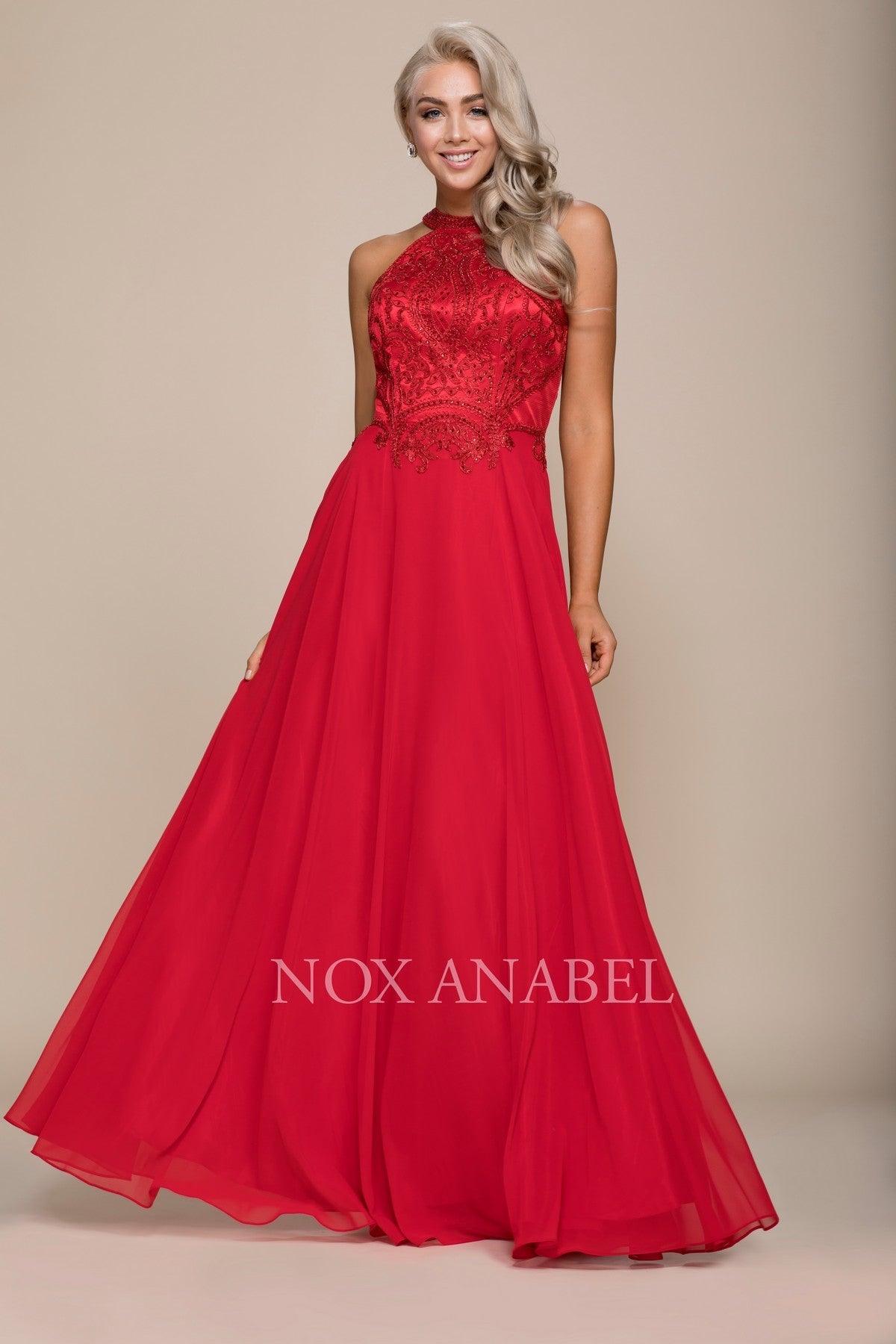 Prom Long Formal Halter Chiffon Dress Sale - The Dress Outlet