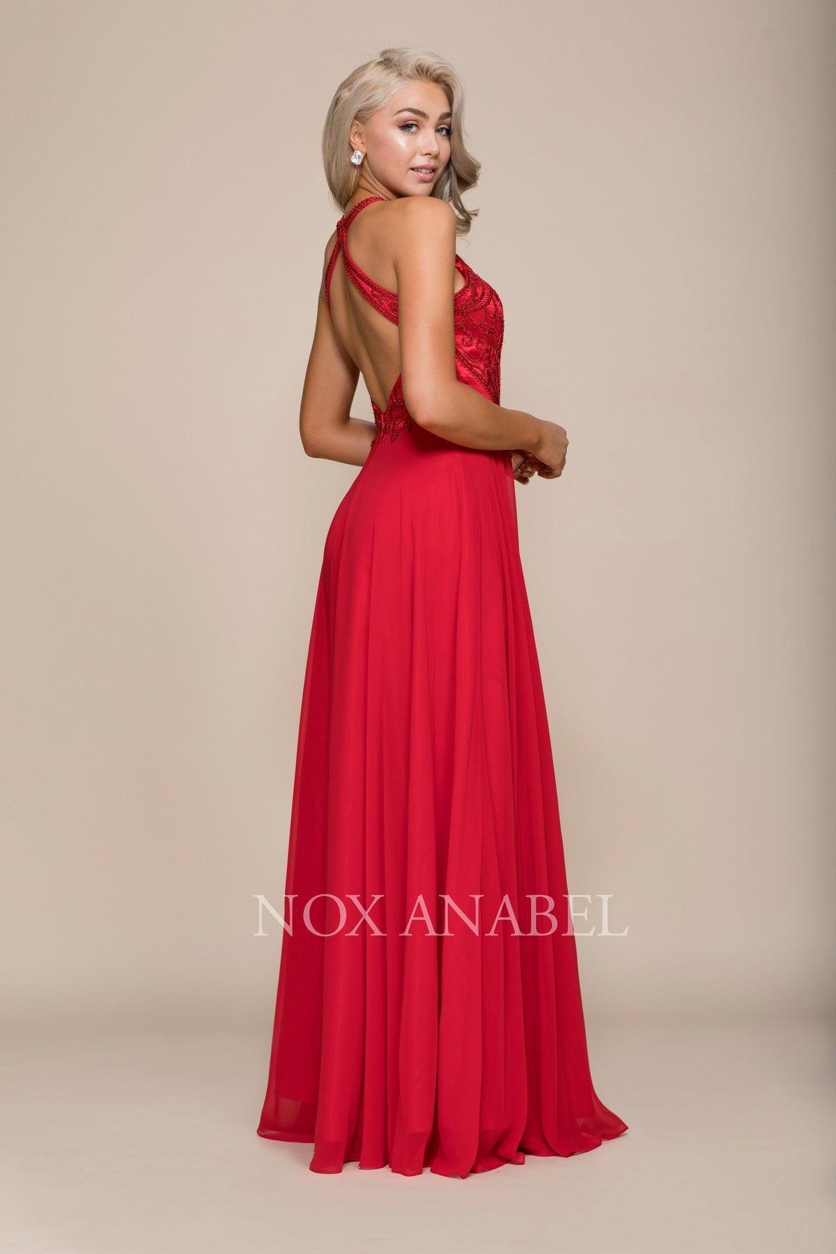 Prom Long Formal Halter Chiffon Dress Sale - The Dress Outlet