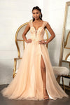 Prom Long Formal Mesh Evening Dress - The Dress Outlet