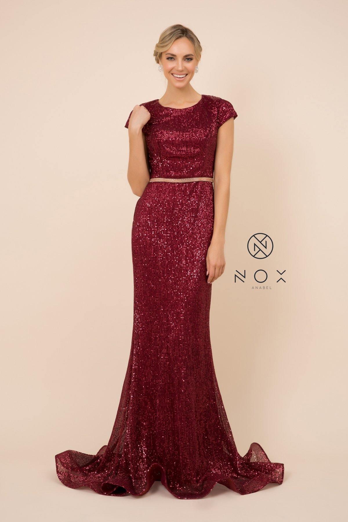 Prom Long Formal Sequined Mermaid Dress - The Dress Outlet Nox Anabel